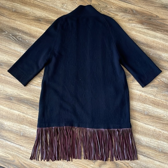 Zadig & Voltaire Paloma 100% Cashmere and Goat Leather Open Front Cardigan - Picture 13 of 13